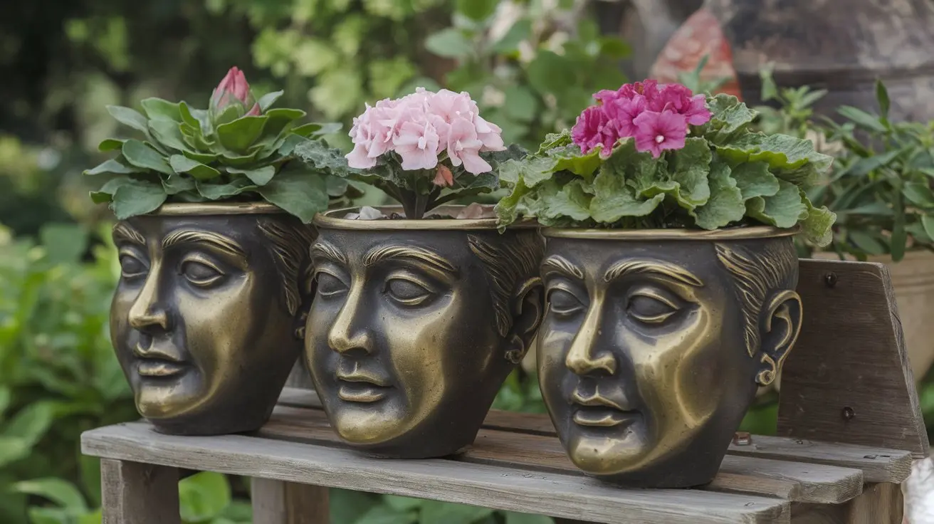 The Allure of Picasso Antique Bronze Face Flower Pots